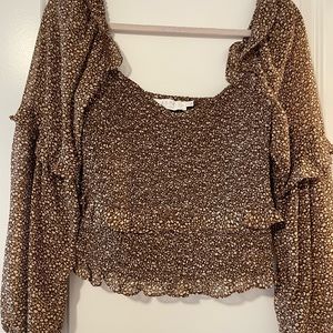 ASTR The Label Floral Smocked Long Sleeve